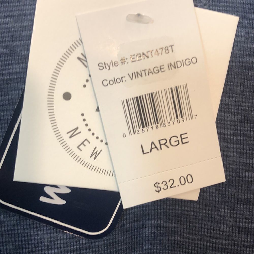 ANDE  New York sweater size L  indigo blue, New With Tags, Pit to Pit 21” - Picture 11 of 12